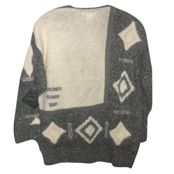 Winter White & Black Patch Work Sweater - Picture 2 of 4
